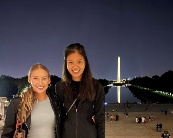 Sarah Stevenson and Laura Shi visiting the National Mall 